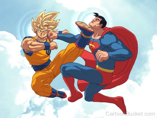 Superman And Goky Fighting